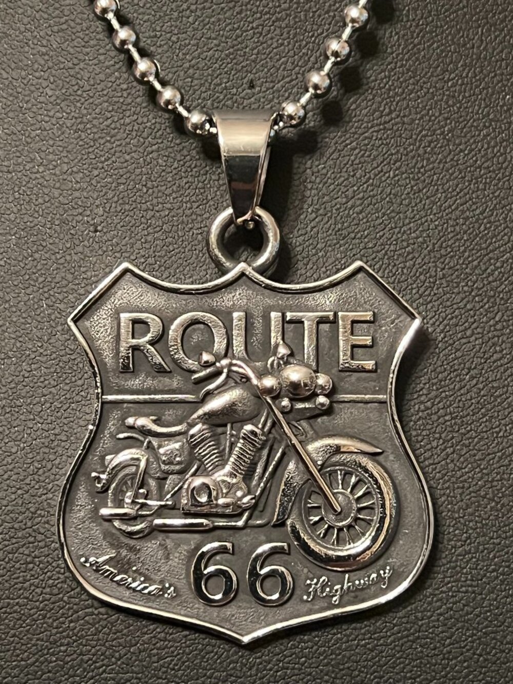 ROUTE 66 America's Highway Harley Motorcycle Pendant Necklace (438)